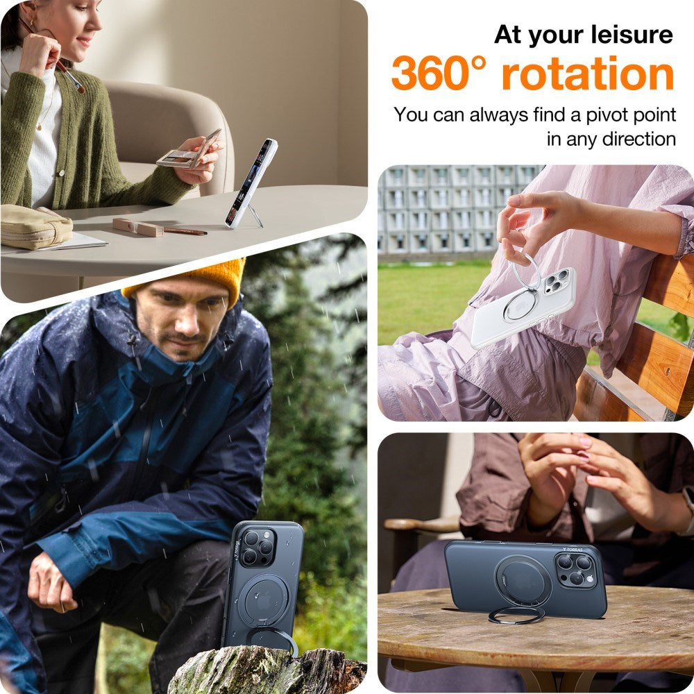 TORRAS iPhone 16e Hybrid Plastic Case with Kickstand - MagSafe Compatible - White