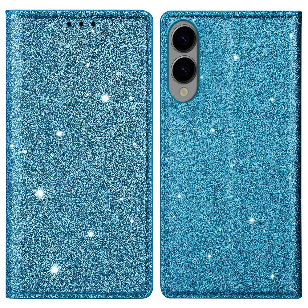 EIDERWOOD Samsung Galaxy S25 Edge Faux Leather Flip Case with Wallet - Glitter - Blue