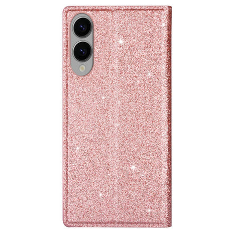 EIDERWOOD Samsung Galaxy S25 Edge Faux Leather Flip Case with Wallet - Glitter - Rose Gold