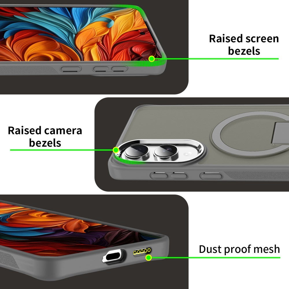 EIDERWOOD Samsung Galaxy S25 Edge Hybrid Case with Stand Function - MagSafe Compatible - Transparent / Pink