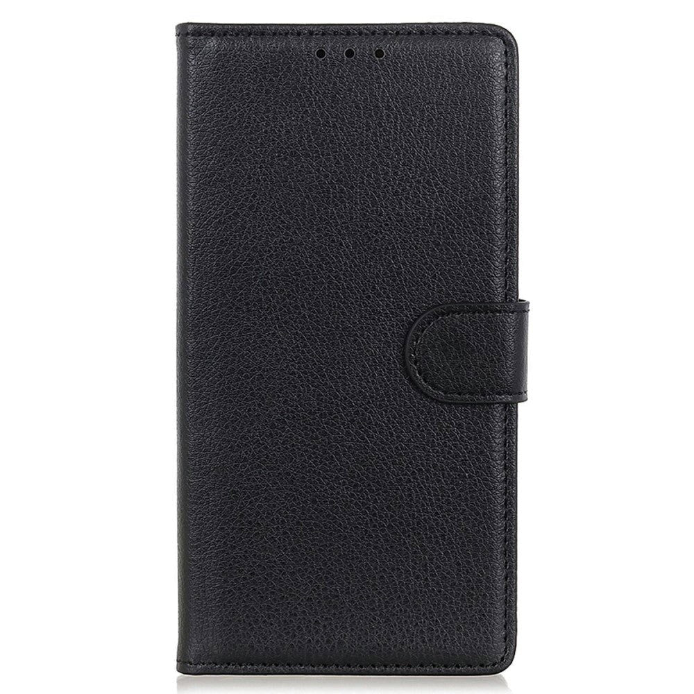 Motorola Moto E22 / E22i Litchi Leather Wallet Case - Black