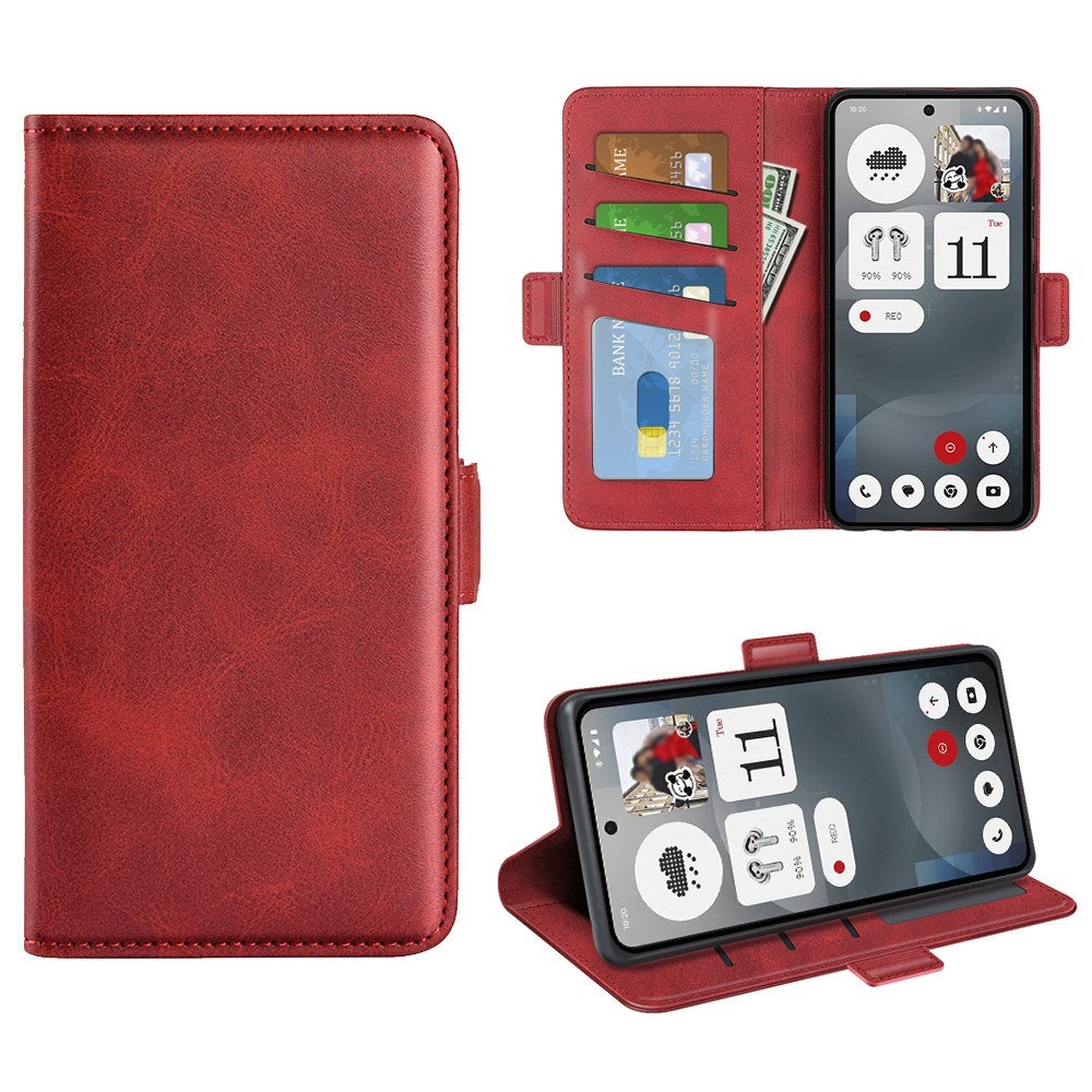 EIDERWOOD Nothing Phone (3a) Faux Leather Flip Case with Wallet & Stand Function - Red