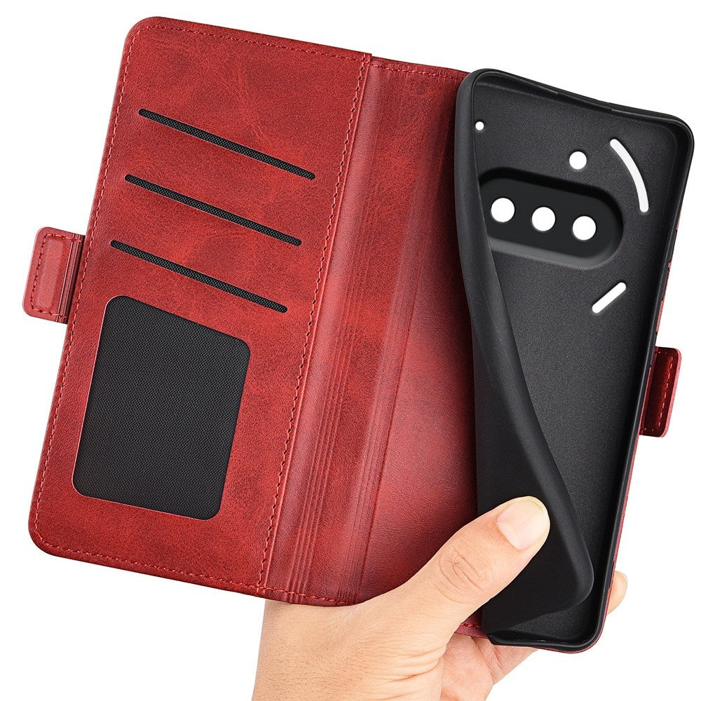 EIDERWOOD Nothing Phone (3a) Faux Leather Flip Case with Wallet & Stand Function - Red