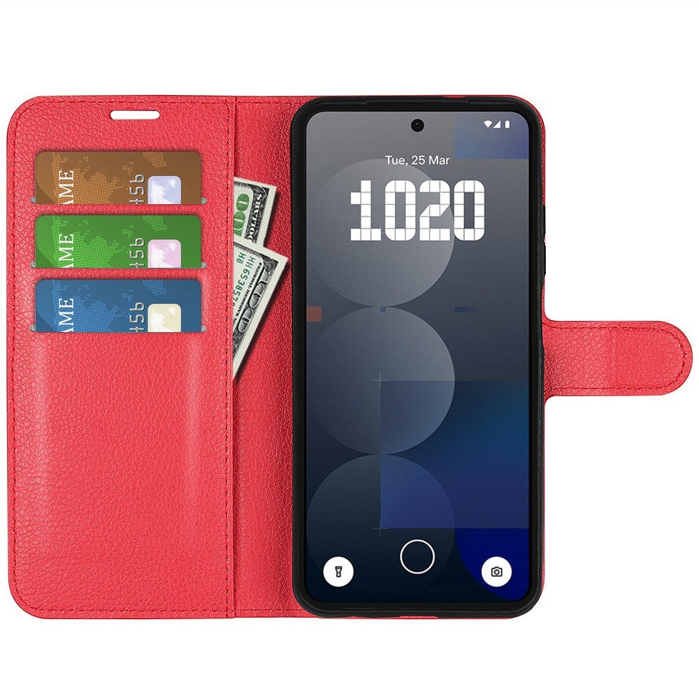 EIDERWOOD Nothing Phone (3a) Pro Faux Leather Flip Case with Cardholder & Stand Function - Red