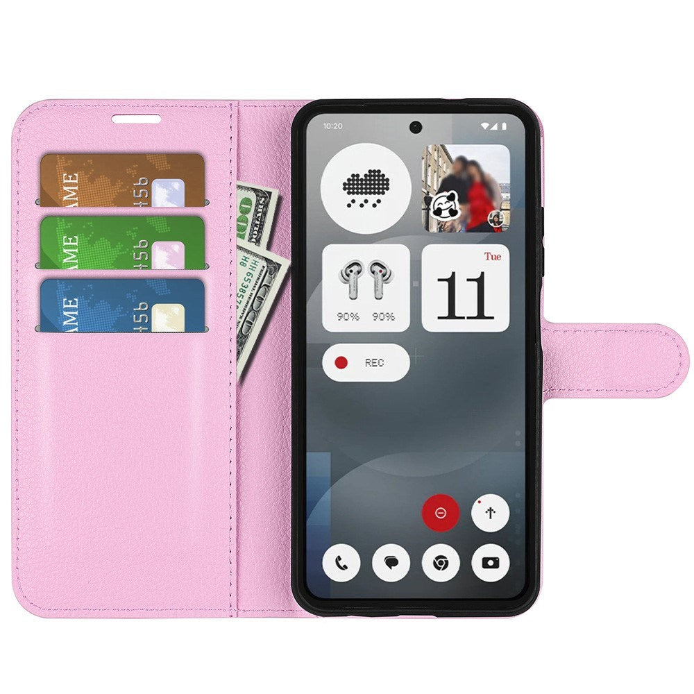EIDERWOOD Nothing Phone (3a) Faux Leather Flip Case with Cardholder & Stand Function - Pink