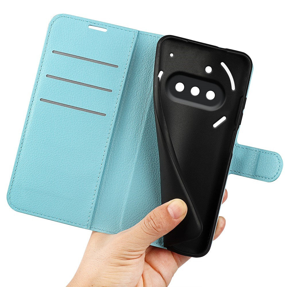 EIDERWOOD Nothing Phone (3a) Faux Leather Flip Case with Cardholder & Stand Function - Blue
