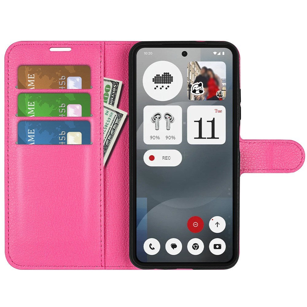 EIDERWOOD Nothing Phone (3a) Faux Leather Flip Case with Cardholder & Stand Function - Hot Pink