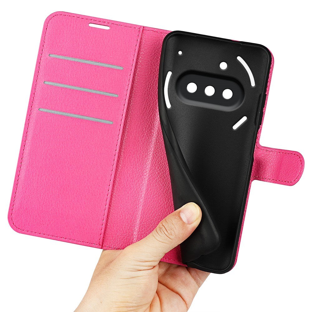 EIDERWOOD Nothing Phone (3a) Faux Leather Flip Case with Cardholder & Stand Function - Hot Pink