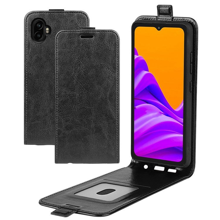EIDERWOOD Samsung Galaxy Xcover 7 Pro Vertical Faux Leather Flip Case with Card Holder - Black
