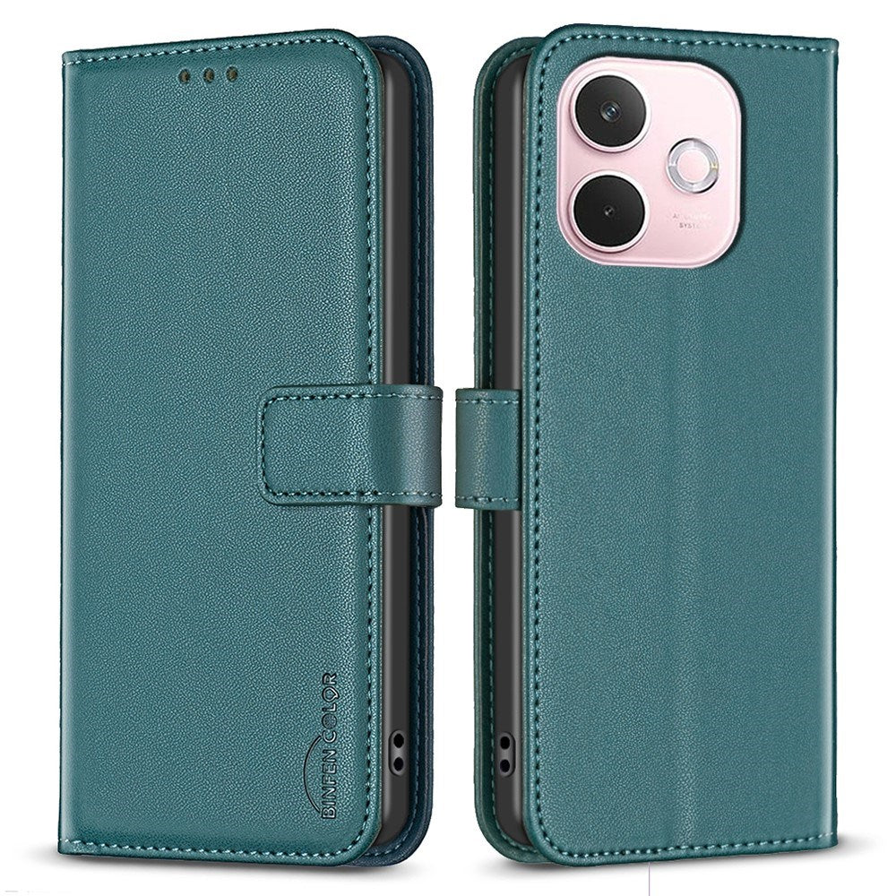 Oppo A5 Pro (4G / 5G) BINFEN Faux Leather Flip Case with Card Holder & Stand Function - Green