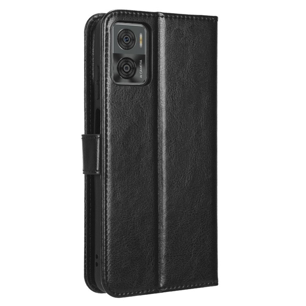 EIDERWOOD Motorola Moto E22 / E22i Leather Flip Case with Stand & Wallet - Black