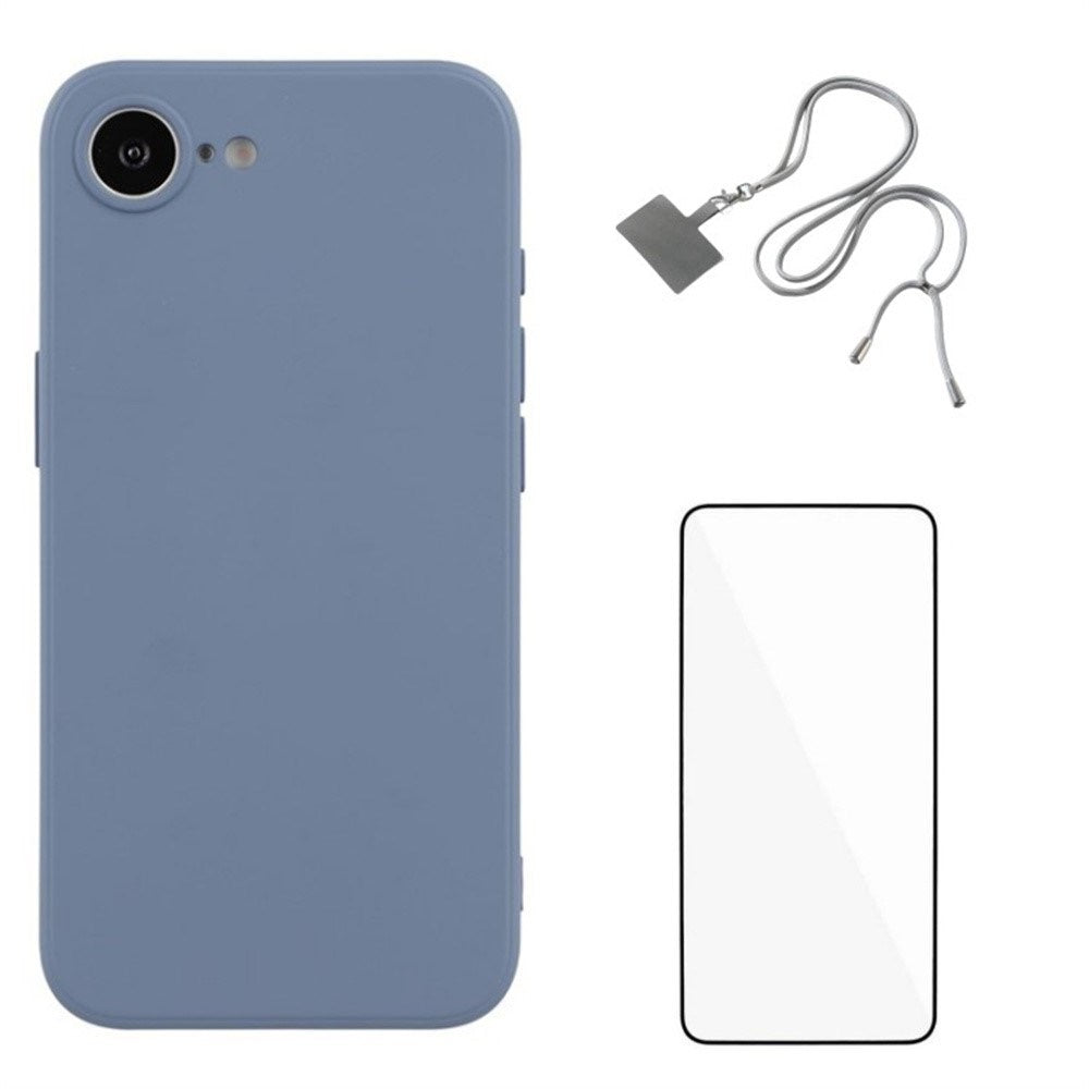 iPhone 16e Set with Flexible Plastic Case - Screen Protector - Lanyard - Lavender