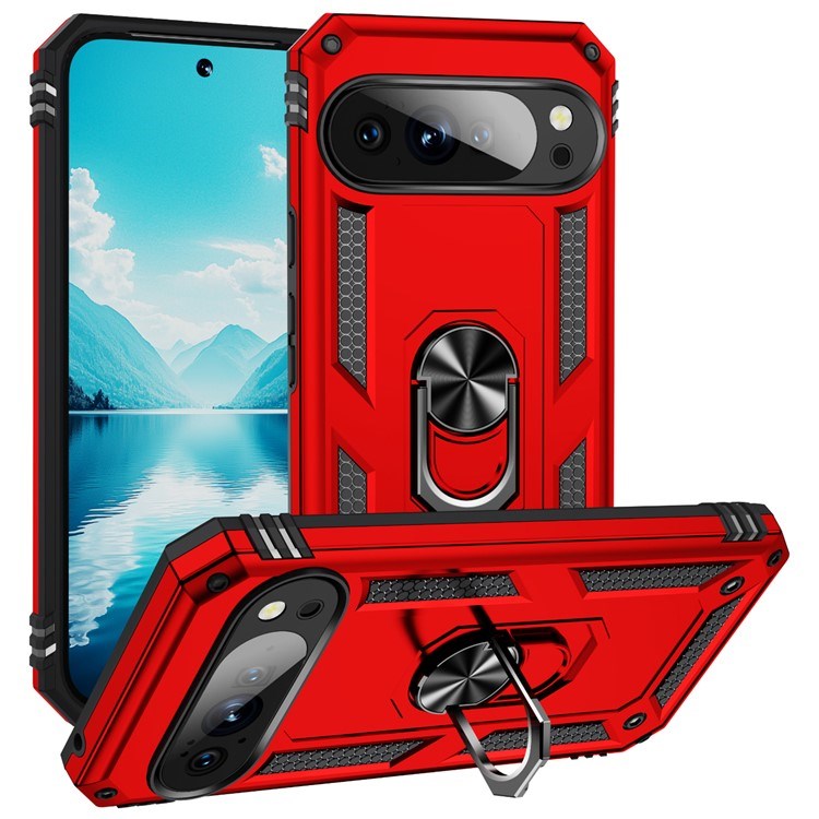 EIDERWOOD Google Pixel 10 Pro XL Hybrid Craftsman Case with 360 Rotatable Kickstand - Red