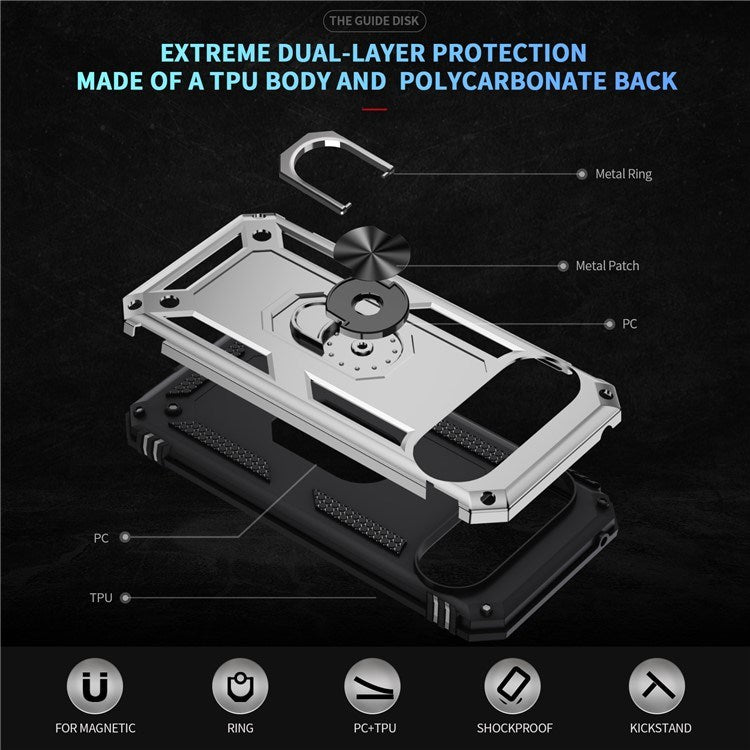EIDERWOOD Google Pixel 10 Pro XL Hybrid Craftsman Case with 360 Rotatable Kickstand - Silver