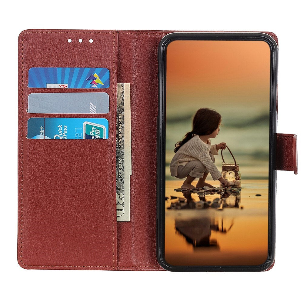 EIDERWOOD Motorola Edge 60 / Edge 60 Fusion Litchi Faux Leather Flip Case with Wallet & Stand Function - Brown