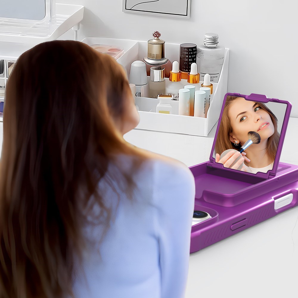 EIDERWOOD iPhone 16 Pro Max Flexible Plastic Case with Card Holder & Built-in Mirror - Dark Purple