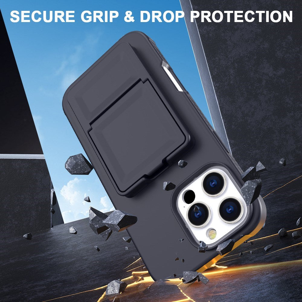 EIDERWOOD iPhone 16 Pro Max Flexible Plastic Case with Card Holder & Built-in Mirror - Black