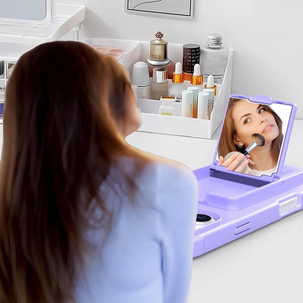 EIDERWOOD iPhone 16 Plus Flexible Plastic Case with Card Holder & Built-in Mirror - Purple