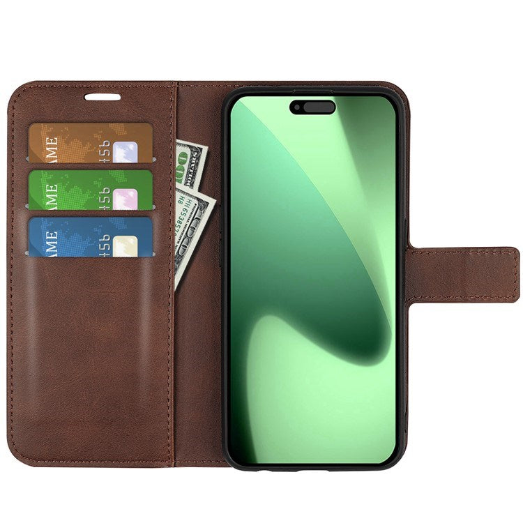 EIDERWOOD iPhone 17 Pro Max Faux Leather Flip Case with Stand & Card Holder - Brown