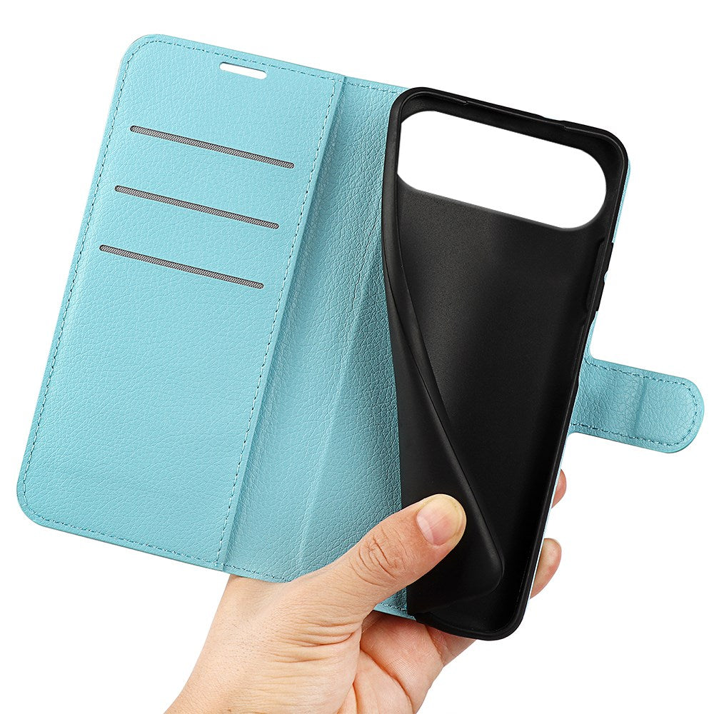 EIDERWOOD iPhone Air Litchi Flip Case with Built-in Card Holder & Stand Function - Blue