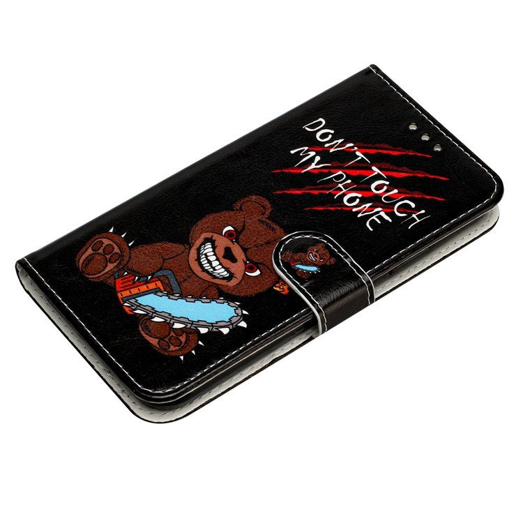 EIDERWOOD iPhone 17 Pro Max Faux Leather Case with Wallet & Strap - "Don't Touch My Phone" Bear