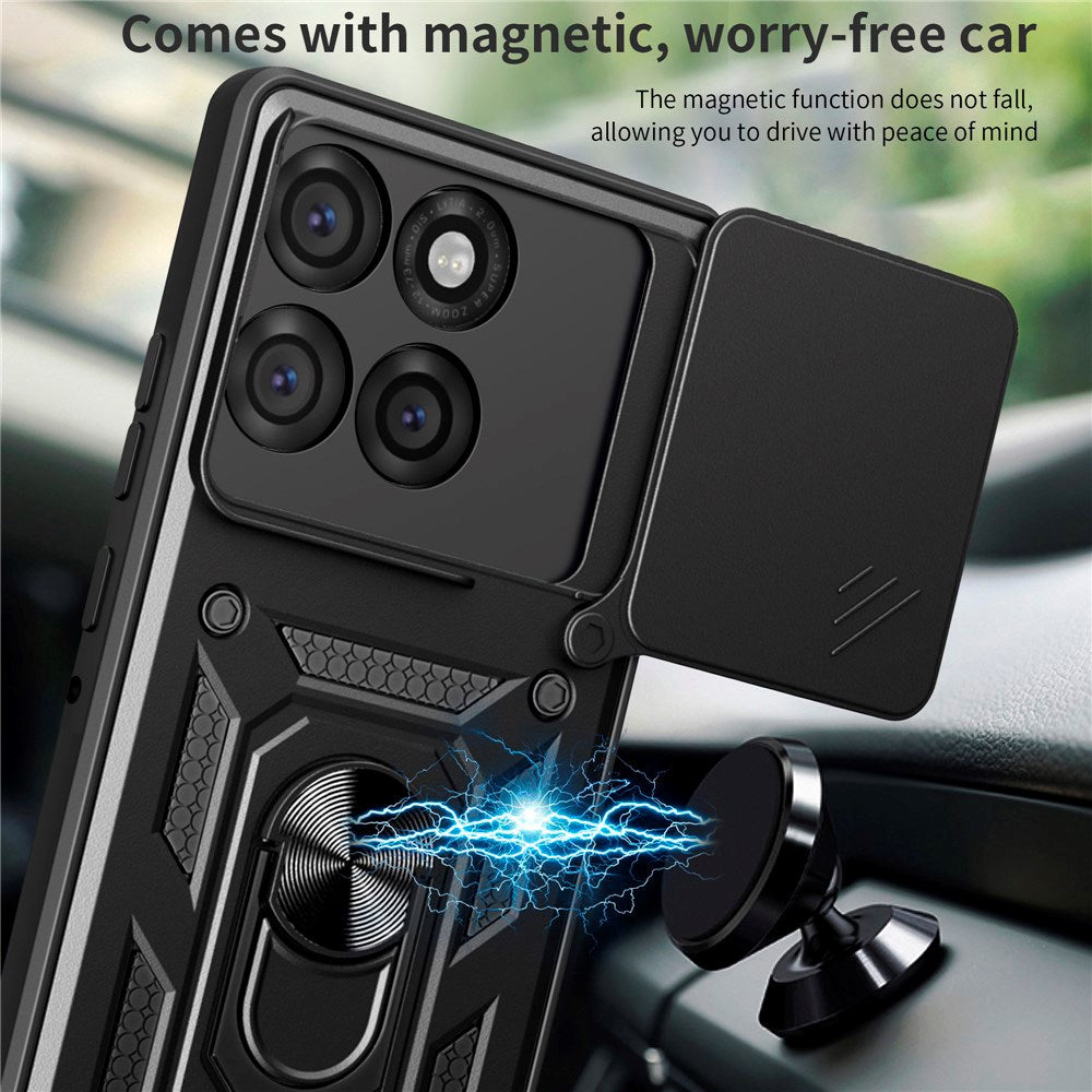 EIDERWOOD Motorola Edge 60 Pro Hybrid Rugged Case with Magnetic Kickstand & Cam Slider - Silver