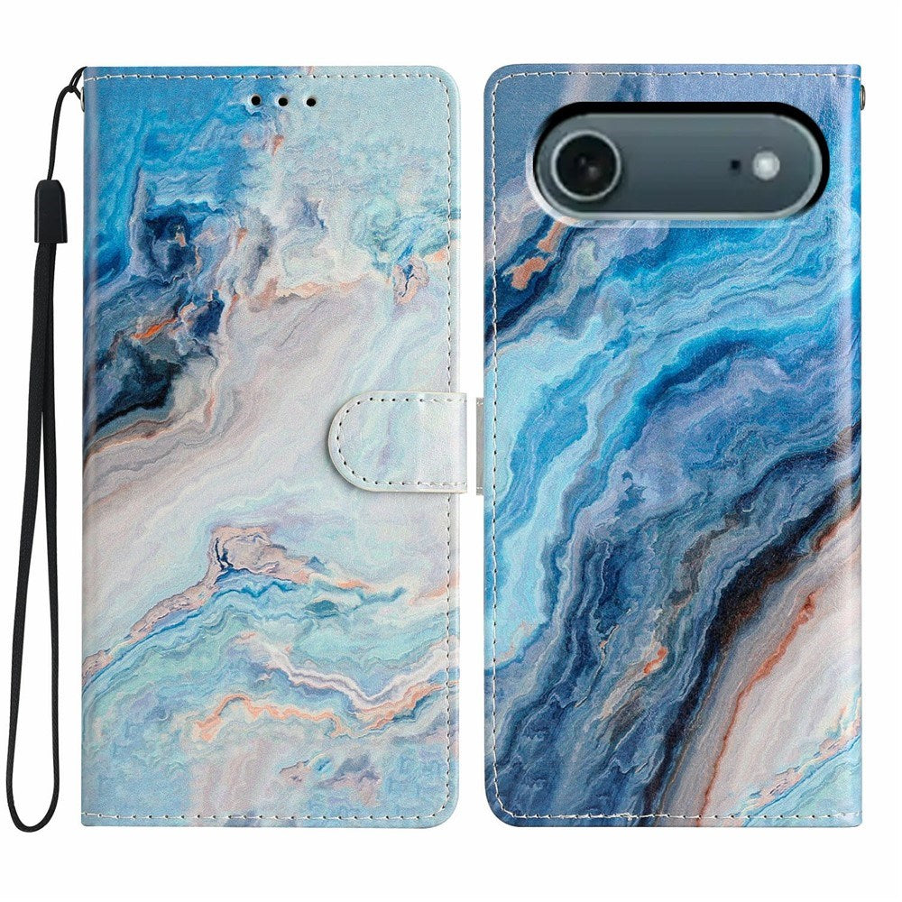 EIDERWOOD iPhone Air Faux Leather Case with Wallet & Strap - Blue Marble