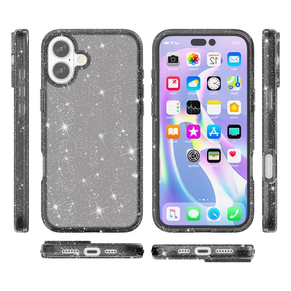 EIDERWOOD iPhone 17 Hybrid Plastic Case - Black Glitter