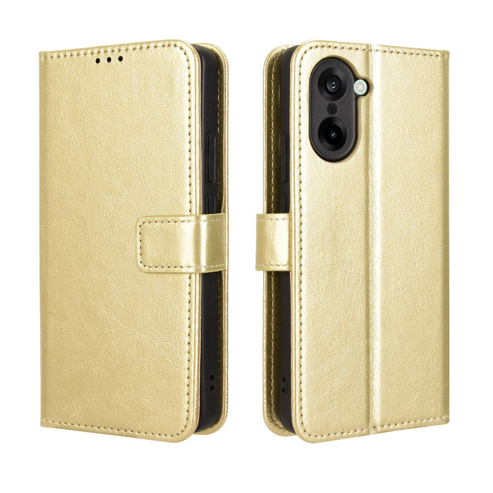 EIDERWOOD OnePlus Nord CE5 Faux Leather Flip Case with Strap - Gold