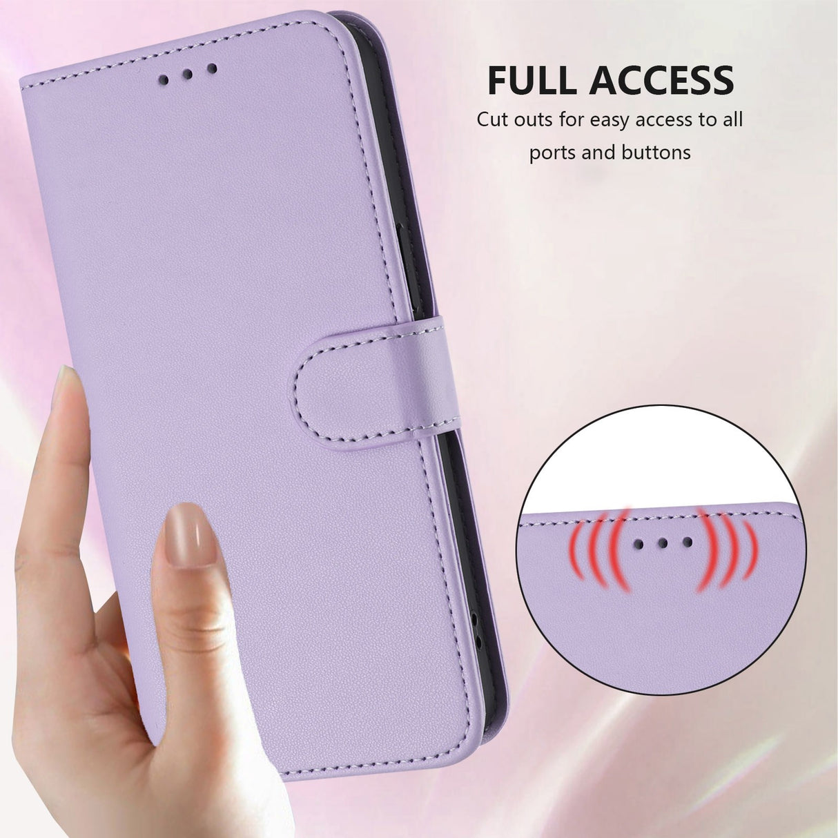 iPhone 18 Pro Max / 17 Pro Max EIDERWOOD Faux Leather Flip Case with Strap - Light Purple