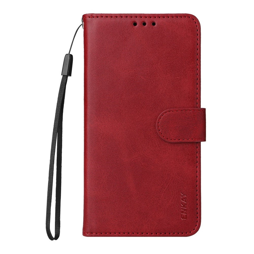 EIDERWOOD iPhone Air 2-in-1 Faux Leather Flip Case with Screen Protector Glass - Red