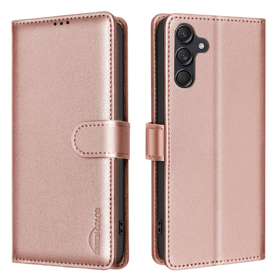 EIDERWOOD Samsung Galaxy S25 FE Faux Leather Flip Case with Stand Function & Card Holder - Rose Gold
