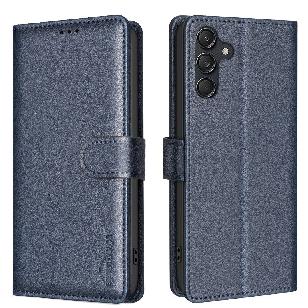 EIDERWOOD Samsung Galaxy S25 FE Faux Leather Flip Case with Stand Function & Card Holder - Blue