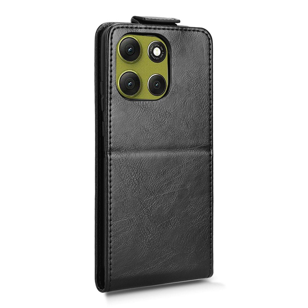 EIDERWOOD Motorola Moto G86 Power Vertical Faux Leather Flip Case with Card Holder & Stand Function - Black
