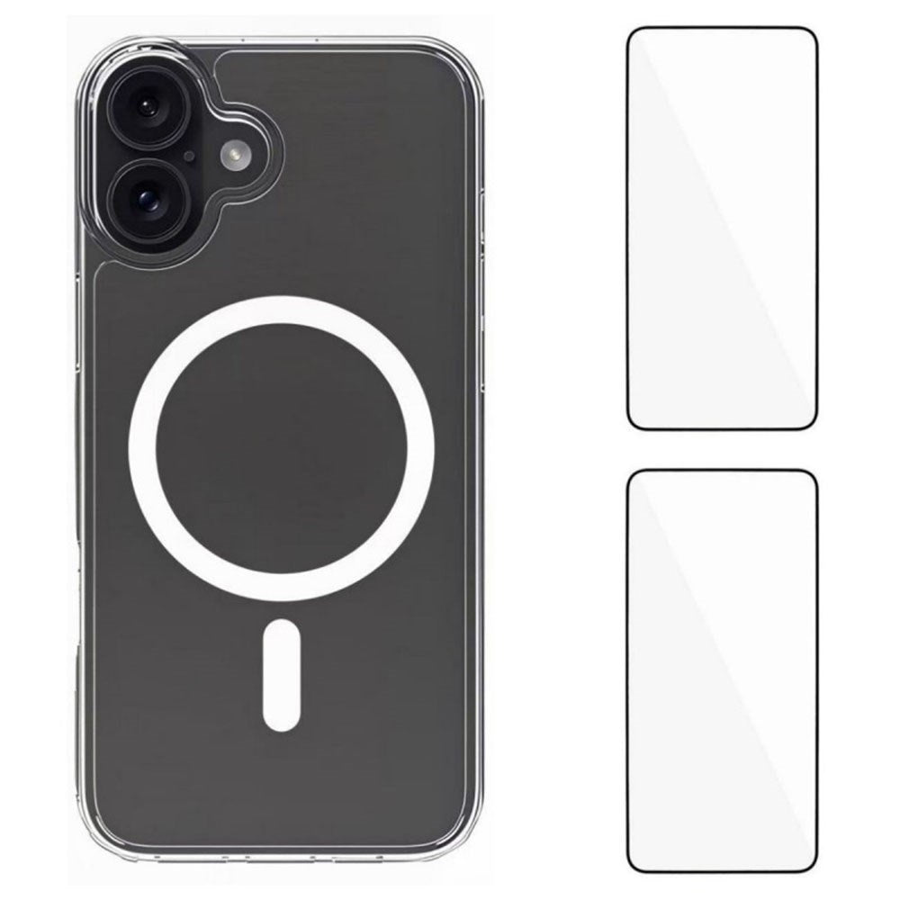 iPhone 17 Hybrid Case incl. 2 x Screen Protector - MagSafe Compatible - Transparent / White