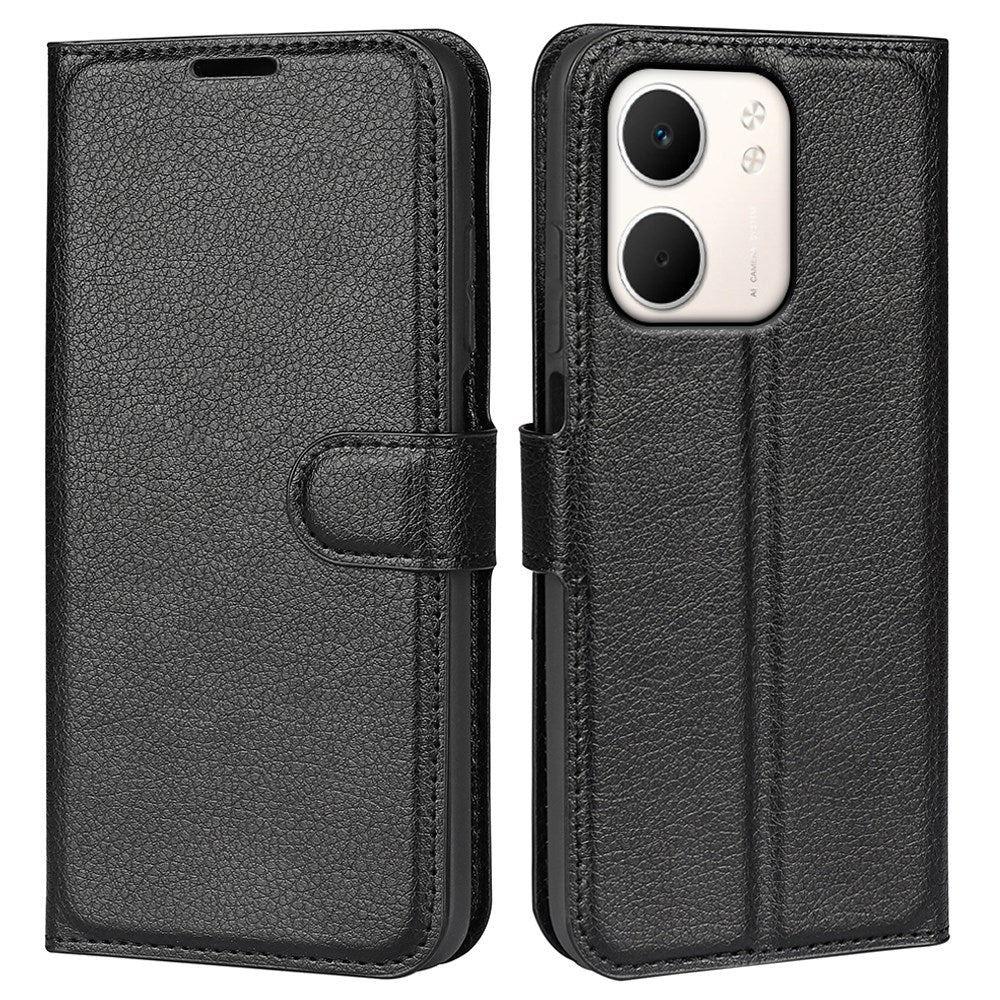 Oppo A5x (5G) / Oppo A5x (4G) EIDERWOOD Leather Flip Case with Card Holder & Stand Function - Black