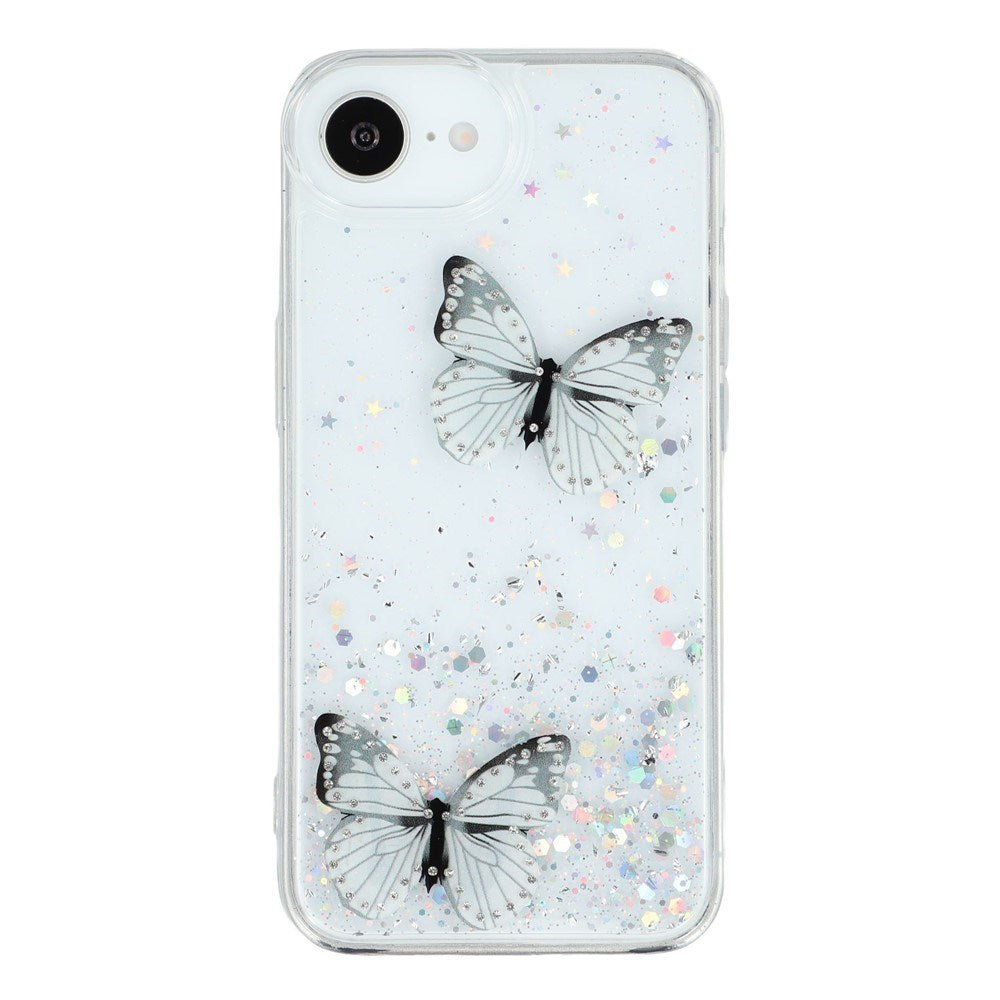 EIDERWOOD iPhone 16e Flexible Plastic Case with Butterflies - Transparent