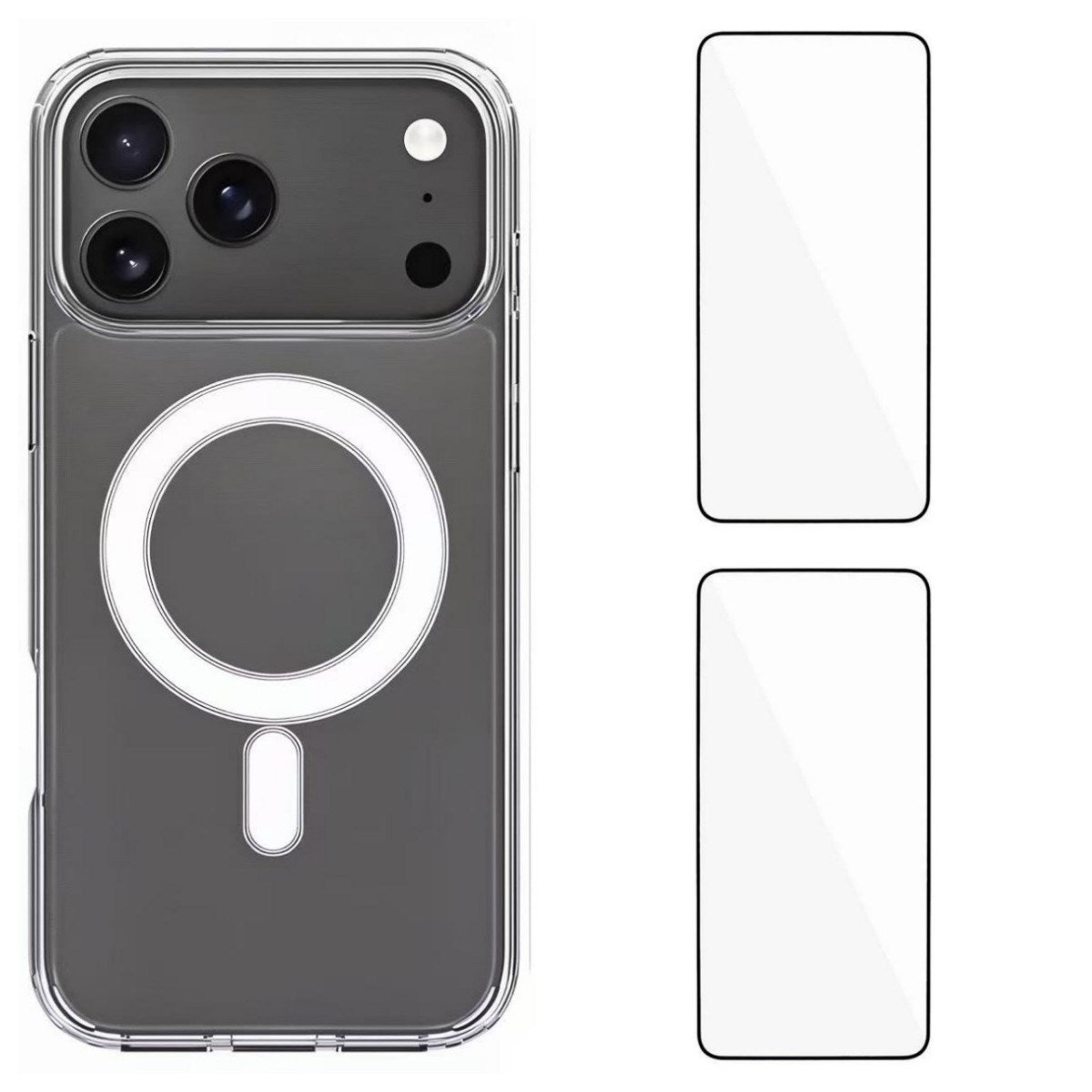 iPhone 17 Pro Hybrid Case incl. 2 x Screen Protector - MagSafe Compatible - Transparent / White