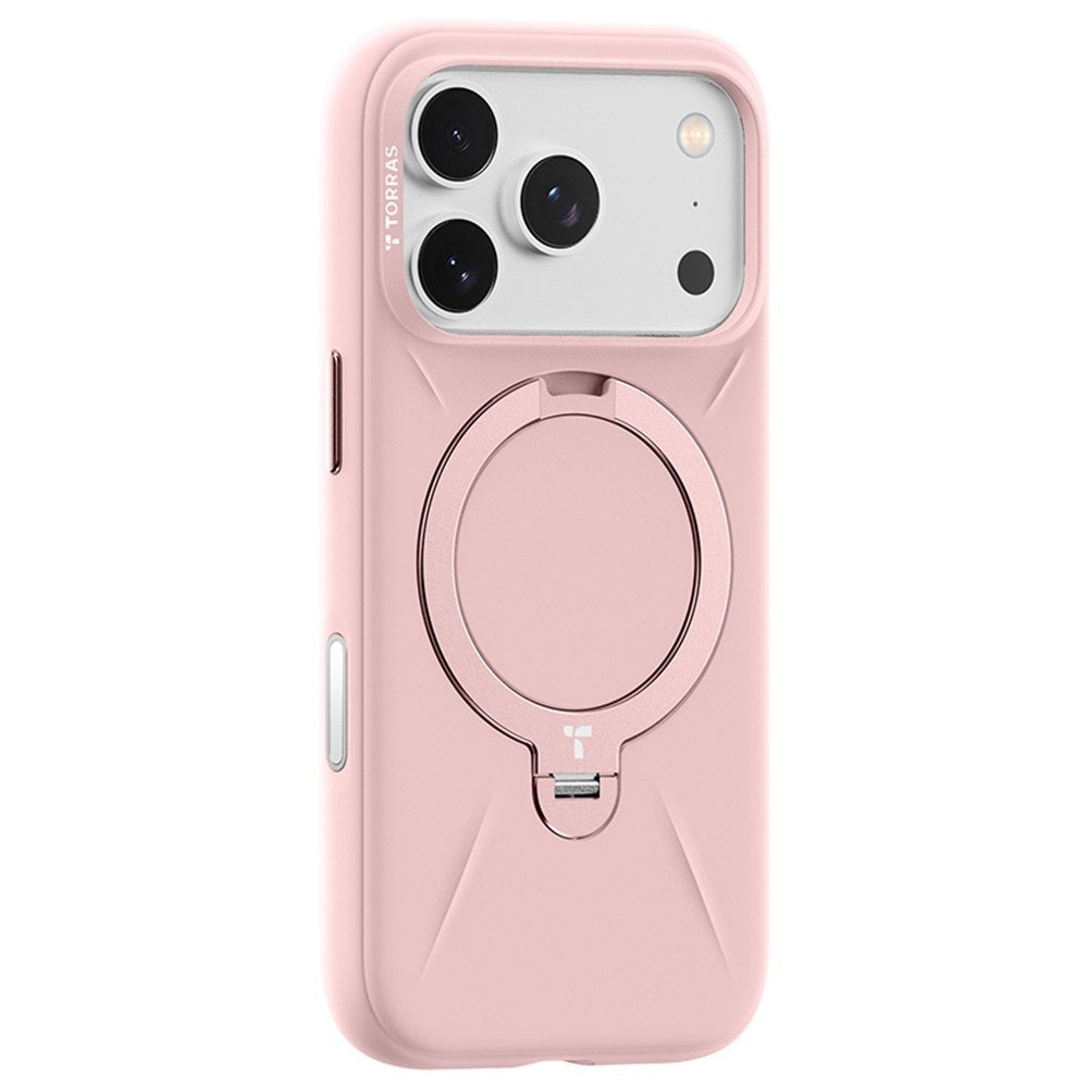 TORRAS iPhone 17 Pro Max Ostand Spin Silicone Case with Rotating Kickstand - MagSafe Compatible - Pink