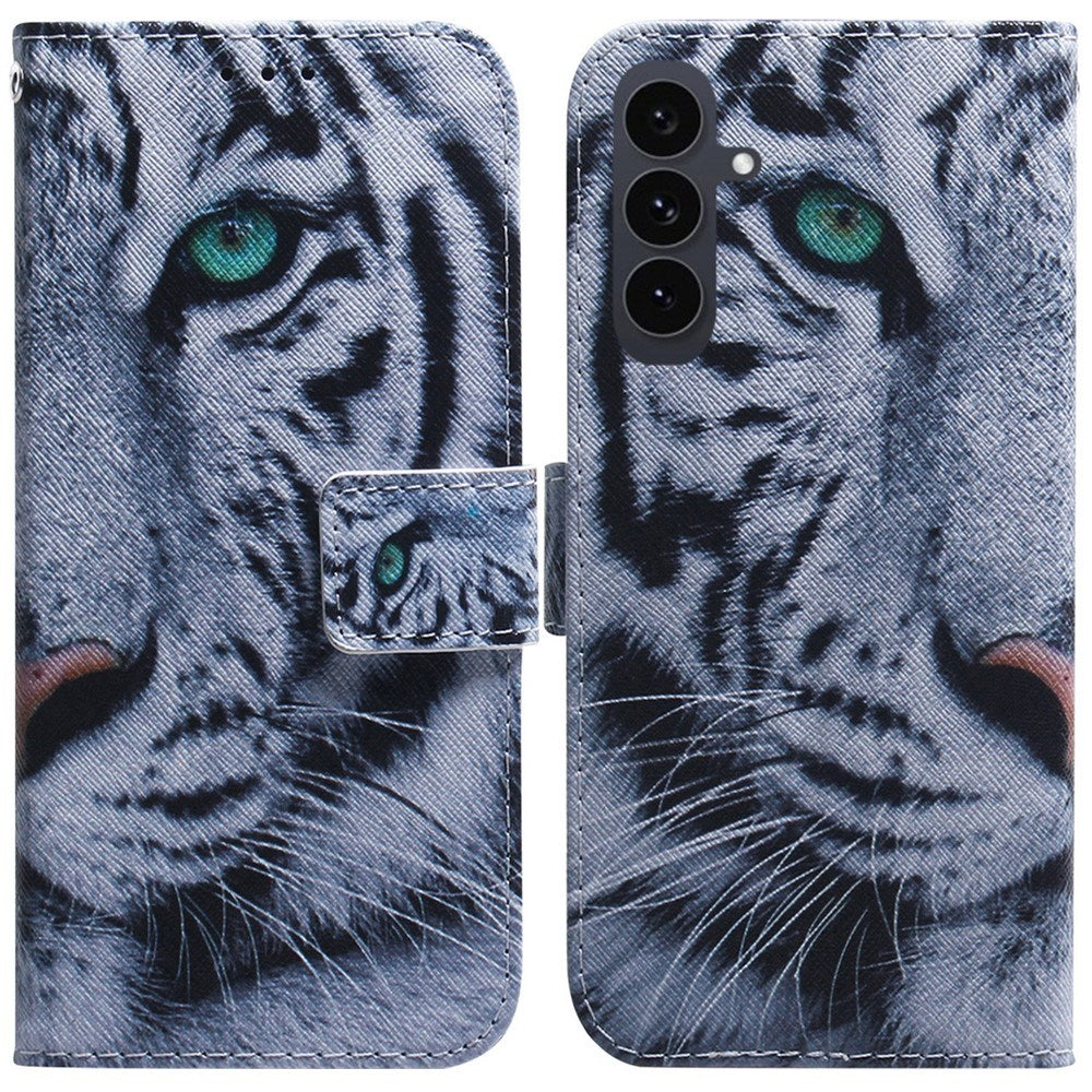 EIDERWOOD Samsung Galaxy S25 FE Faux Leather Flip Case with Design - Tiger