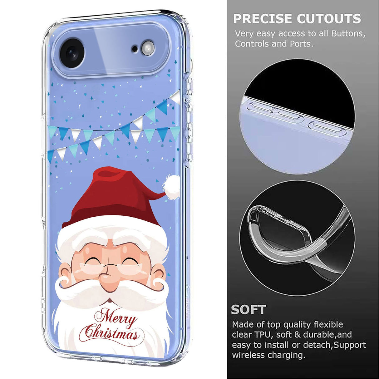 EIDERWOOD iPhone Air Flexible Plastic Christmas Case with Motif - Transparent / Santa Claus