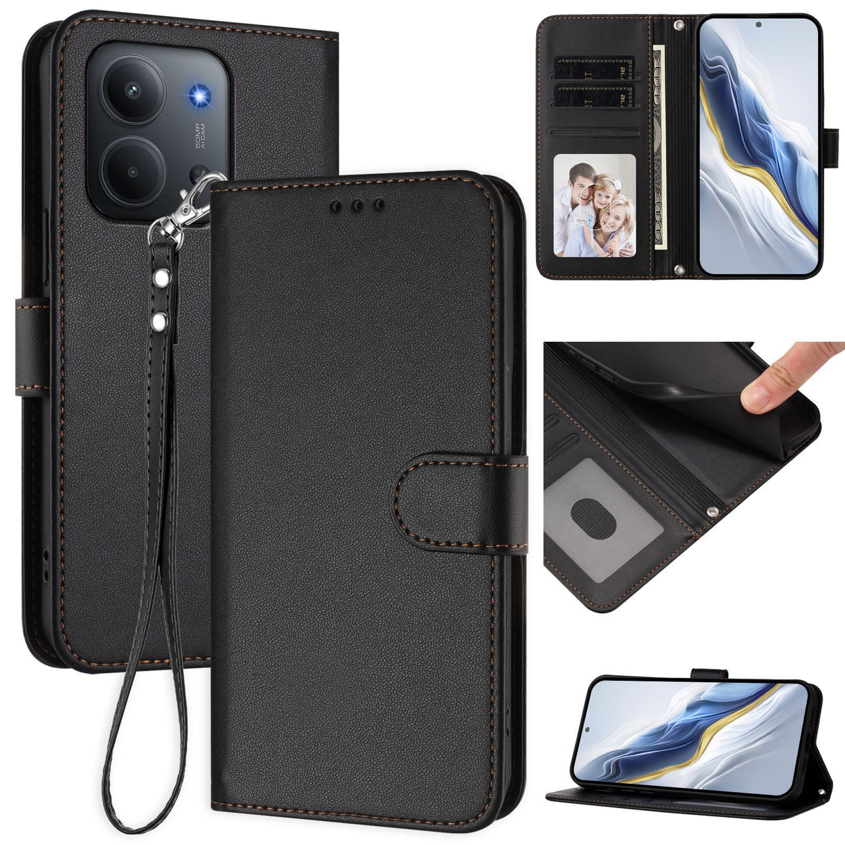 Xiaomi Redmi 15C (5G) / (4G) EIDERWOOD Flip Case with Card Holder & Stand Function - Black