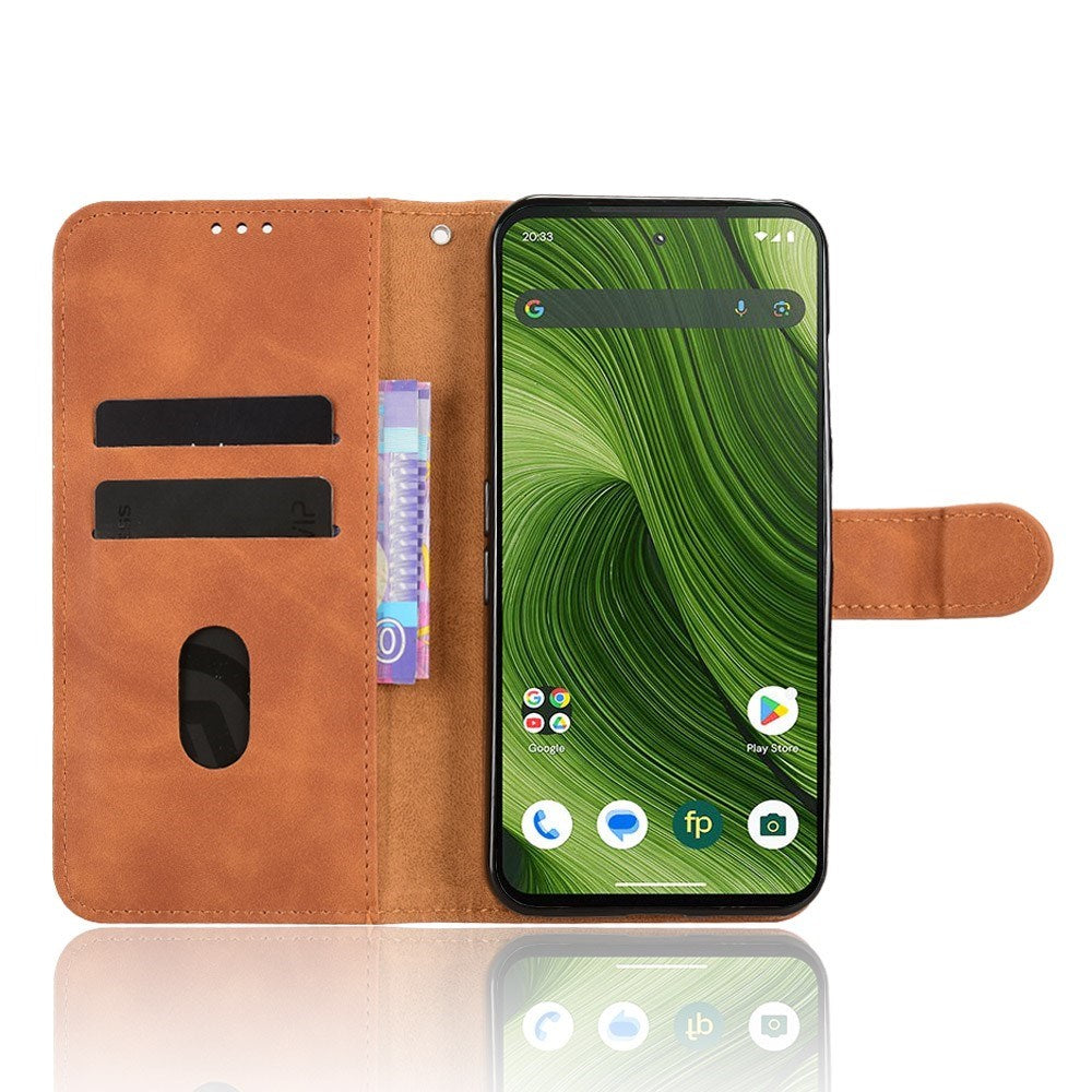 Fairphone 6 EIDERWOOD Faux Leather Flip Case with Card Holder & Stand Function – Brown
