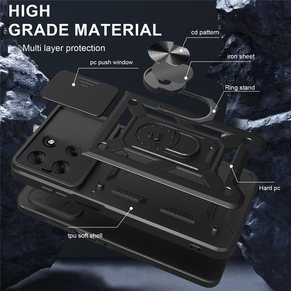 EIDERWOOD Motorola Moto G56 Hybrid Craftsman Case with Kickstand & Cam Slider - Black