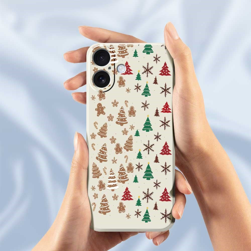 EIDERWOOD iPhone 17 Christmas Case - Flexible Plastic - Gingerbread Men and Christmas Trees / Beige