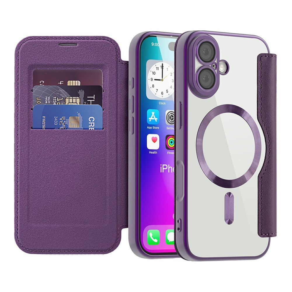 EIDERWOOD iPhone 17 Flip Case with Transparent Back - MagSafe Compatible - Purple