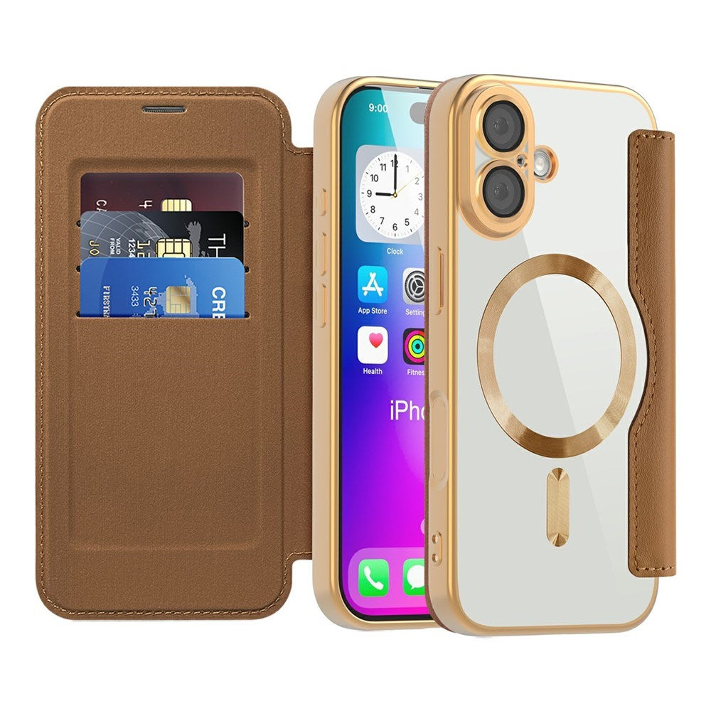 EIDERWOOD iPhone 17 Flip Case with Transparent Back - MagSafe Compatible - Brown