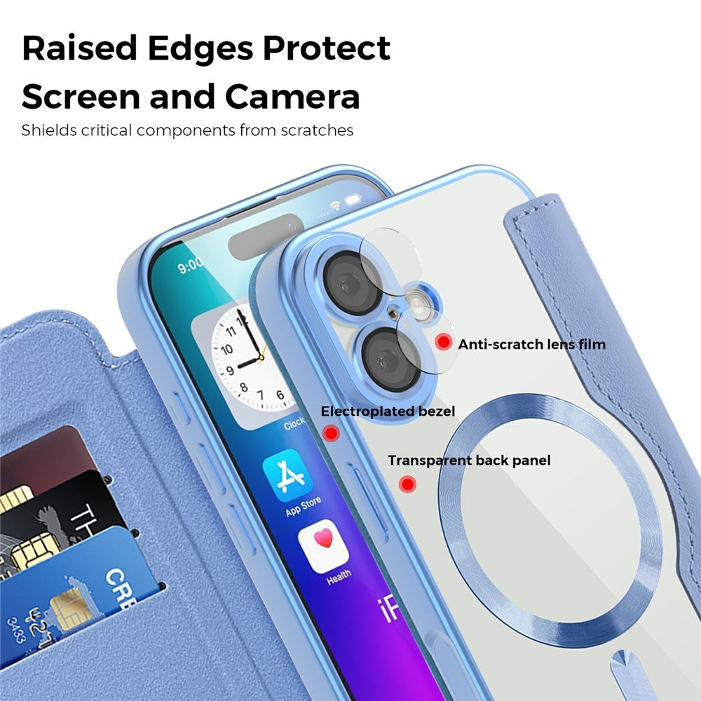 EIDERWOOD iPhone 17 Flip Case with Transparent Back - MagSafe Compatible - Light Blue