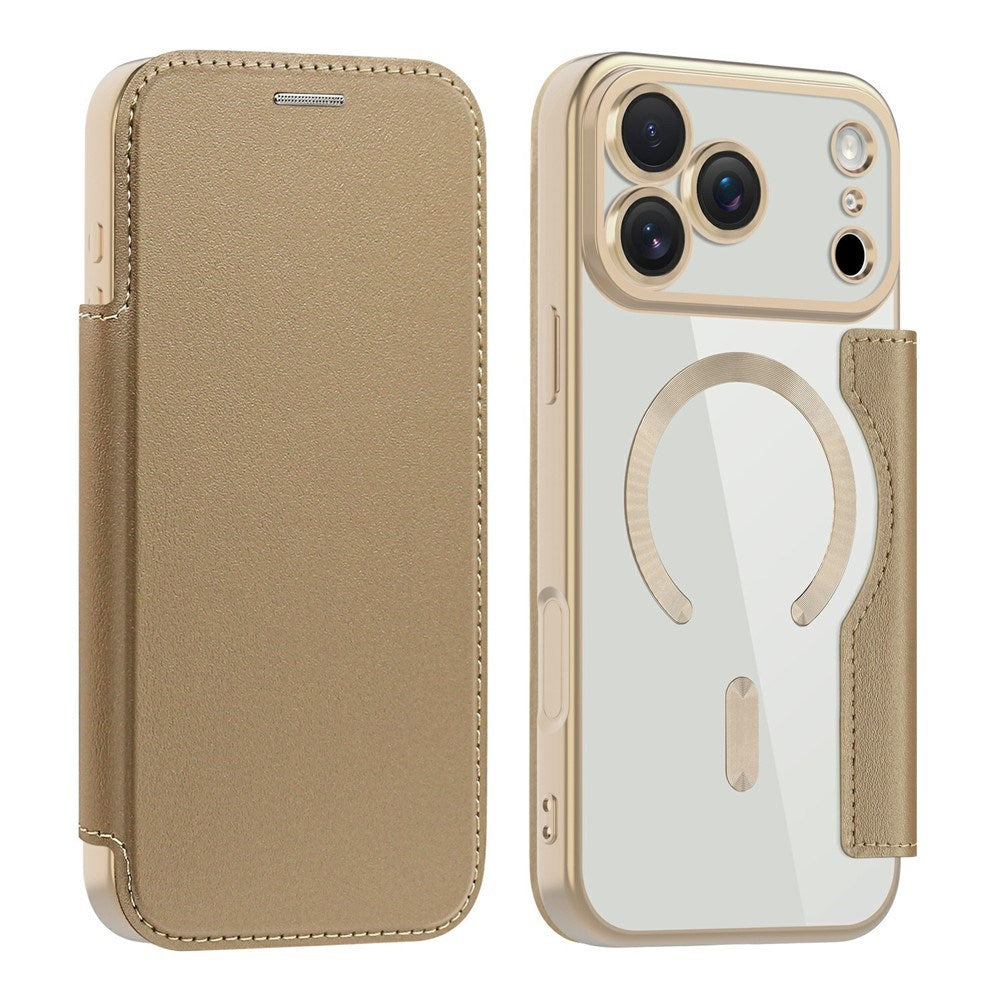EIDERWOOD iPhone 17 Pro Flip Case with Transparent Back - MagSafe Compatible - Gold