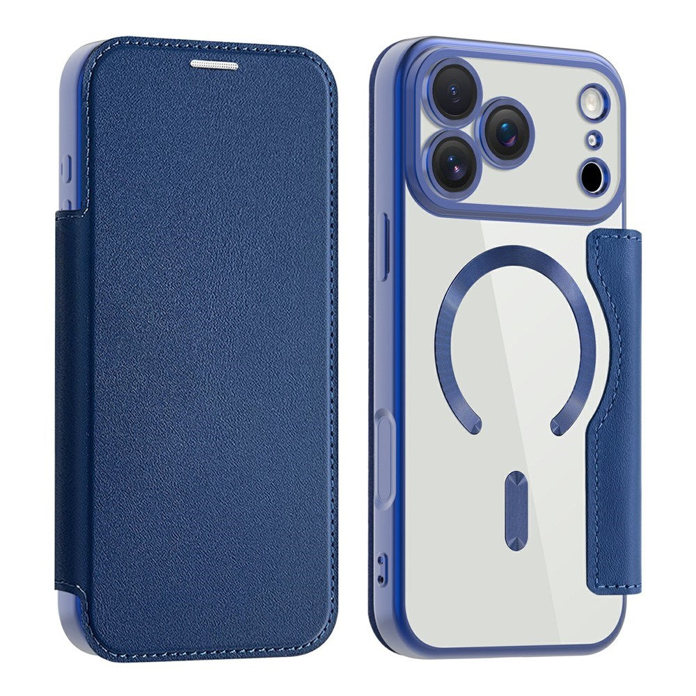 EIDERWOOD iPhone 17 Pro Flip Case with Transparent Back - MagSafe Compatible - Dark Blue
